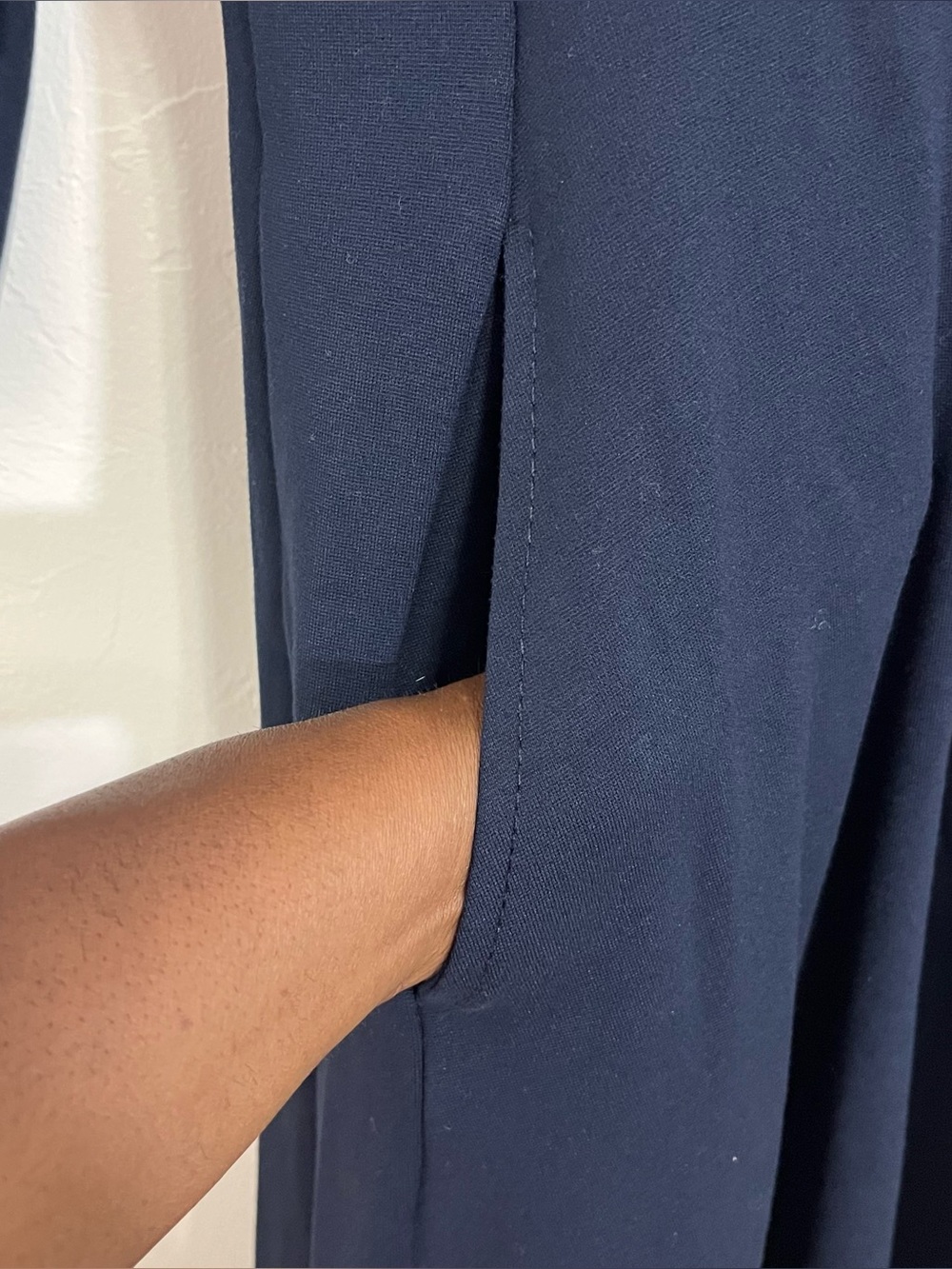 ME+EM Navy Tailored Split Neck Midi Dress 3/4 Sleeve Pocket Size 6 - Picture 6 of 14